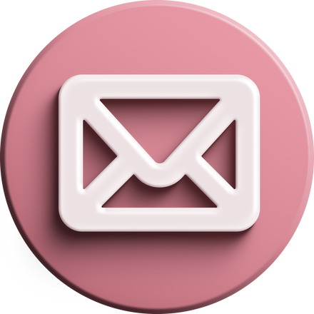Pink round 3D envelope icon