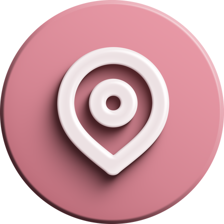 Pink round 3D location icon