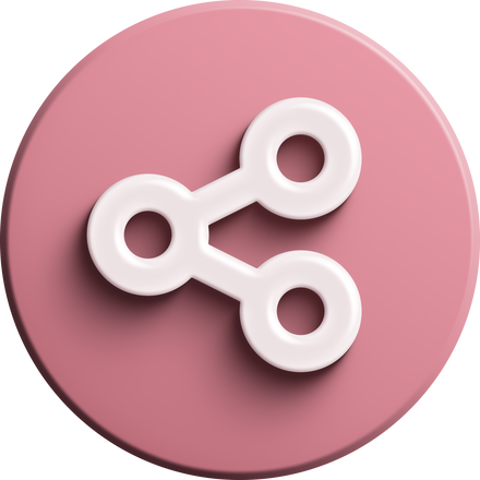 Pink round 3D share icon