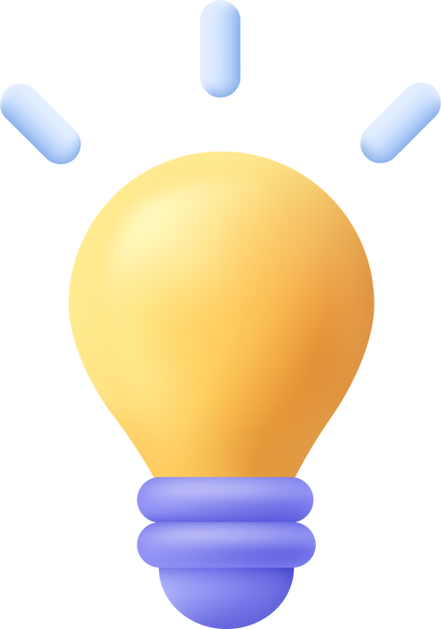 Cartoon Style Minimal Yellow Light Bulb 3D Icon